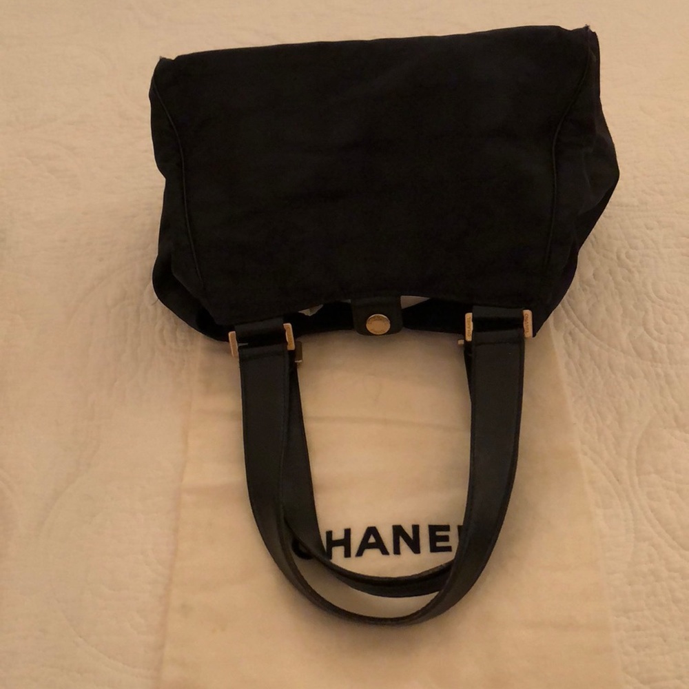 CHANEL black nylon handbag